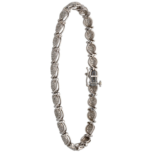 9ct White Gold 1.75ct Diamond Fancy Stone Set Bracelet
