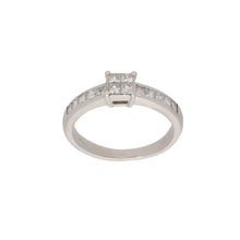 Load image into Gallery viewer, 18ct White Gold 0.06ct Square Cut Diamond &amp; 0.04ct Square Cut Diamond Ladies Dress/Cocktail Ring Size K
