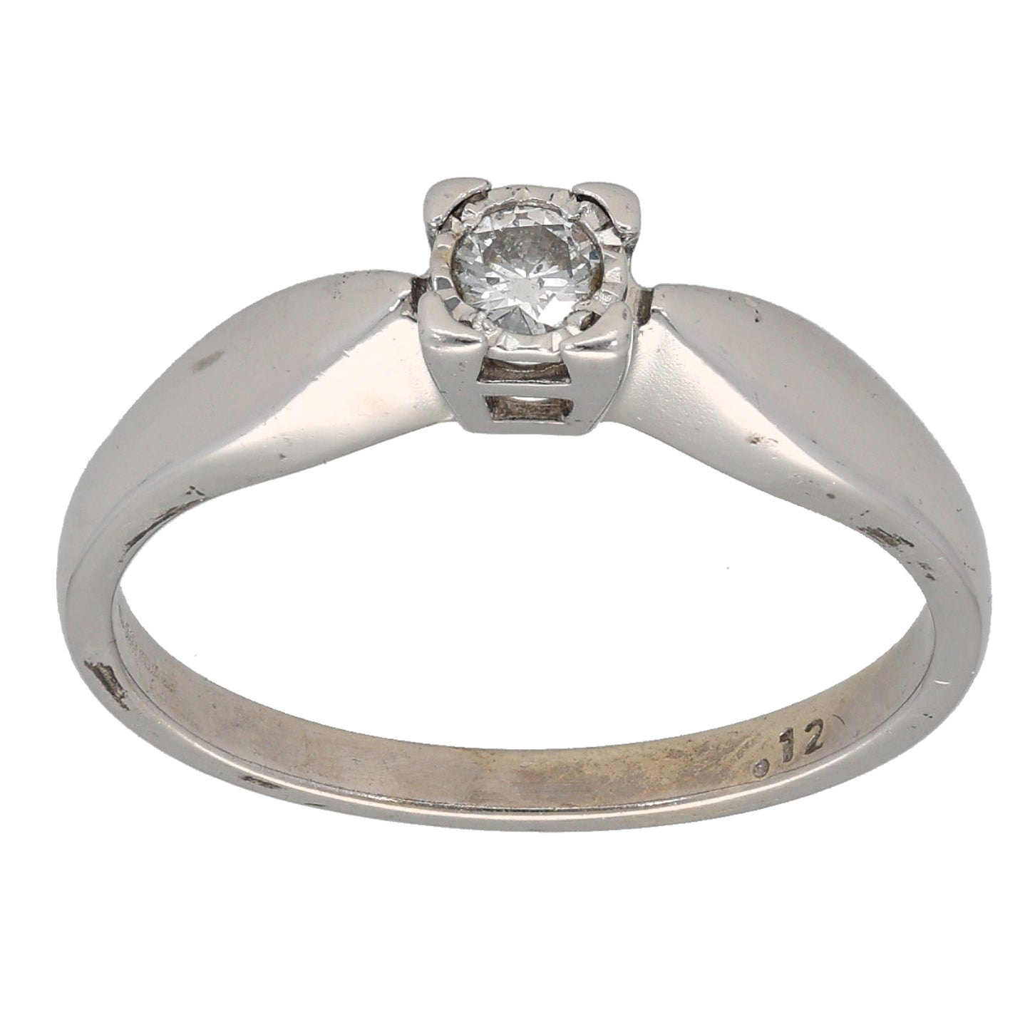 9ct Gold 0.12ct Diamond Solitaire Ring Size P