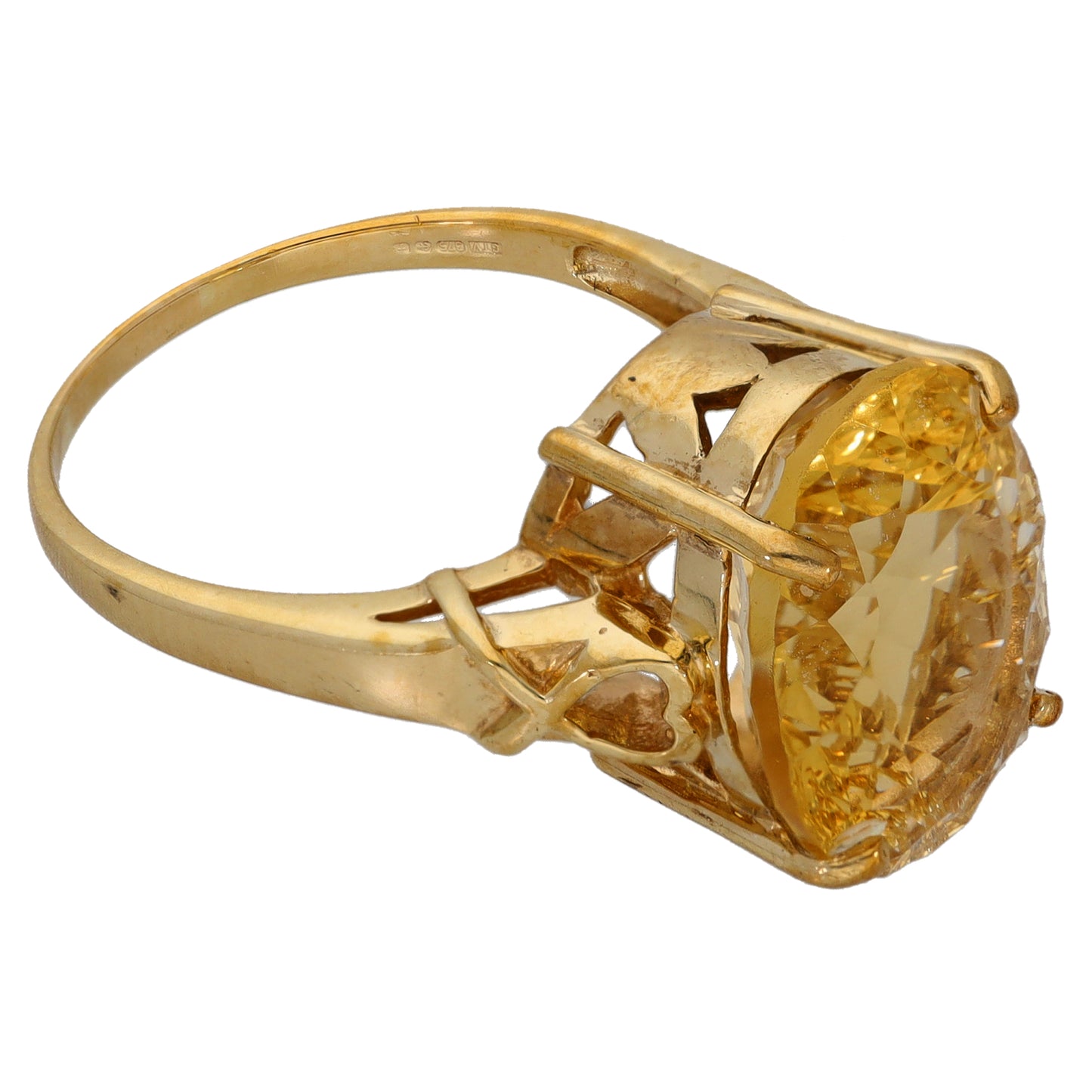 9ct Gold Citrine Single Stone Ring Size S
