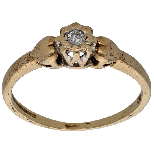 9ct Gold 0.05ct Diamond Solitaire Ring Size M