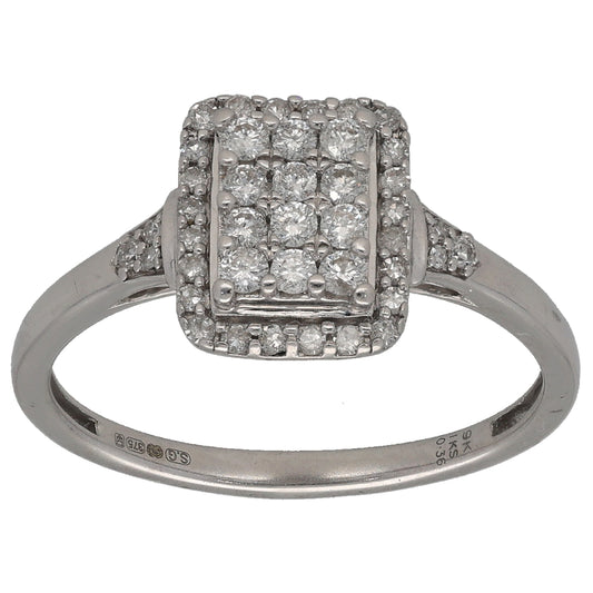 9ct White Gold 0.36ct Diamond Dress/Cocktail Ring Size P