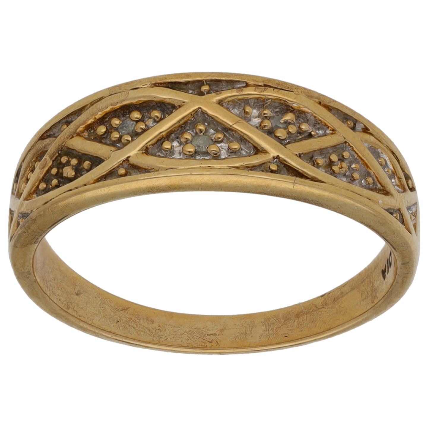 9ct Gold 0.03ct Diamond Half Eternity Ring Size P