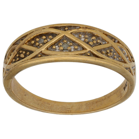 9ct Gold 0.03ct Diamond Half Eternity Ring Size P