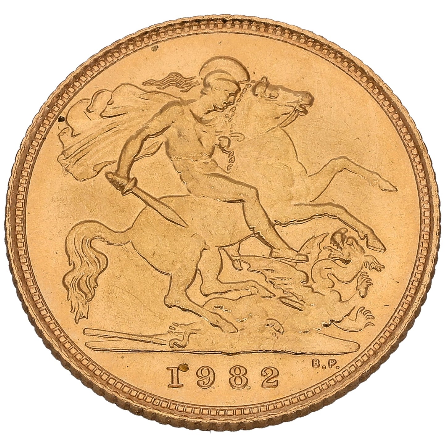 22ct Gold Queen Elizabeth II Half Sovereign Coin 1982