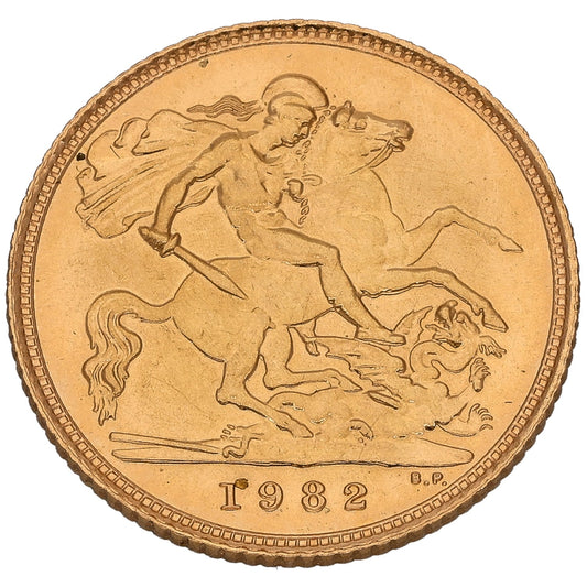 22ct Gold Queen Elizabeth II Half Sovereign Coin 1982
