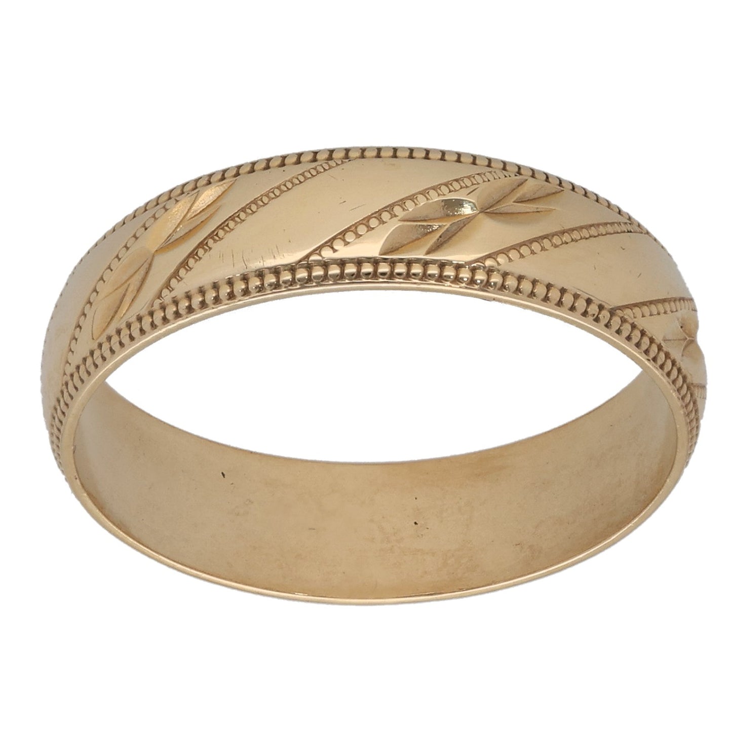 9ct Gold Patterned Wedding Ring Size P
