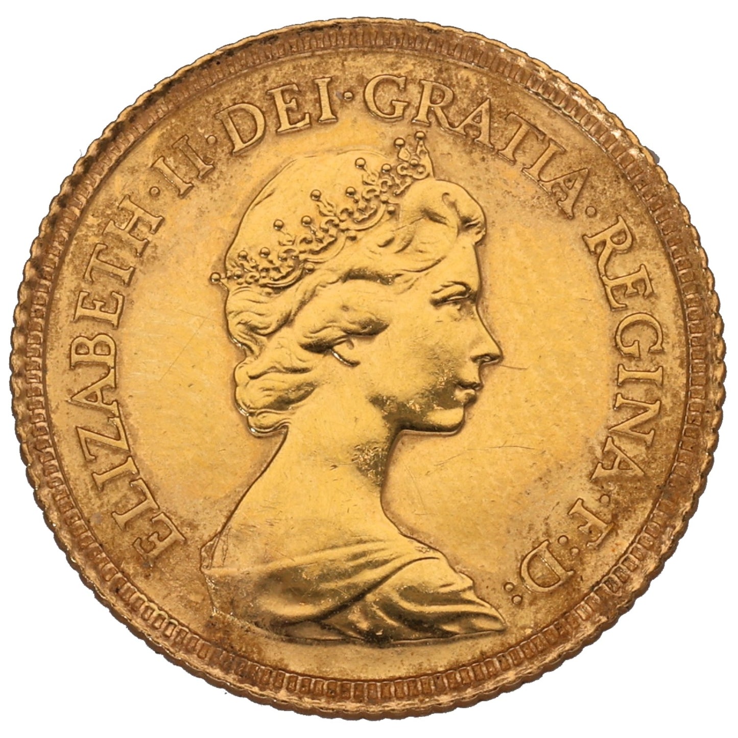 22ct Gold Queen Elizabeth II Half Sovereign Coin 1982