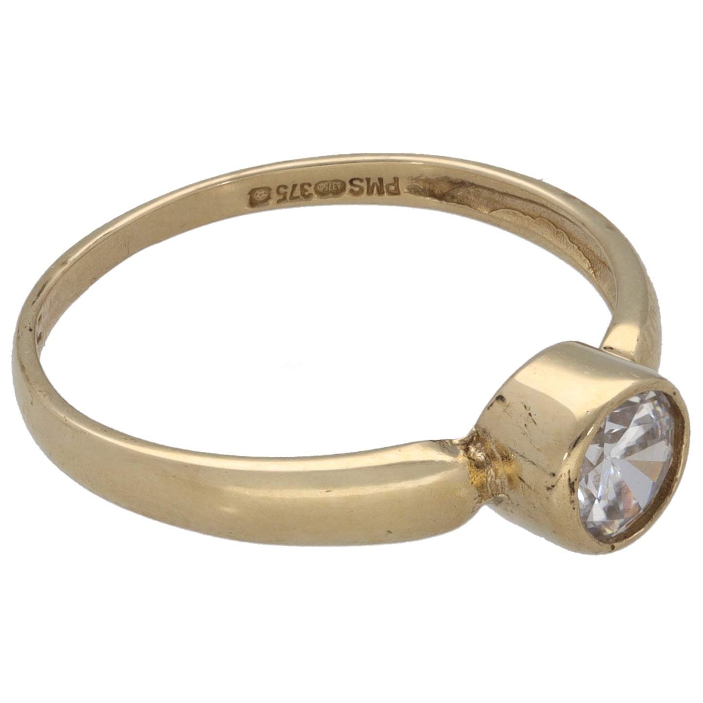9ct Gold Cubic Zirconia Single Stone Ring Size M