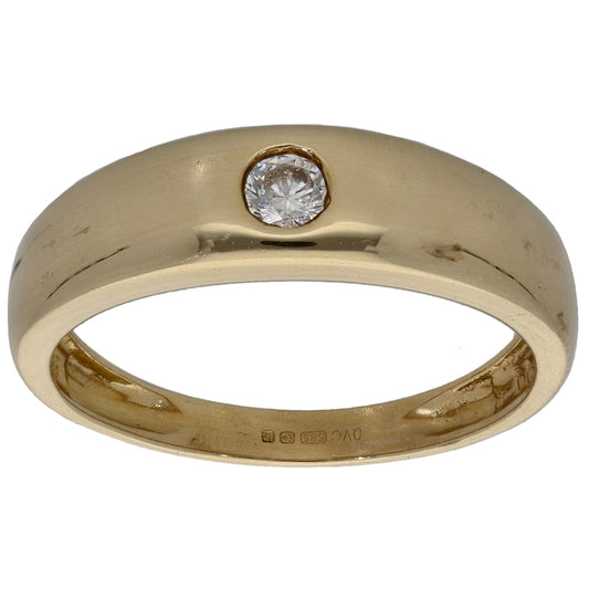 14ct Gold Cubic Zirconia Single Stone Ring Size K