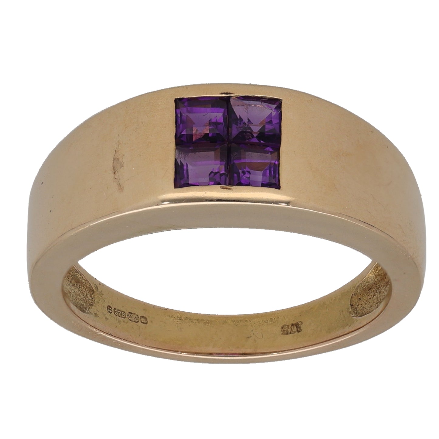 9ct Gold Amethyst Dress/Cocktail Ring Size P