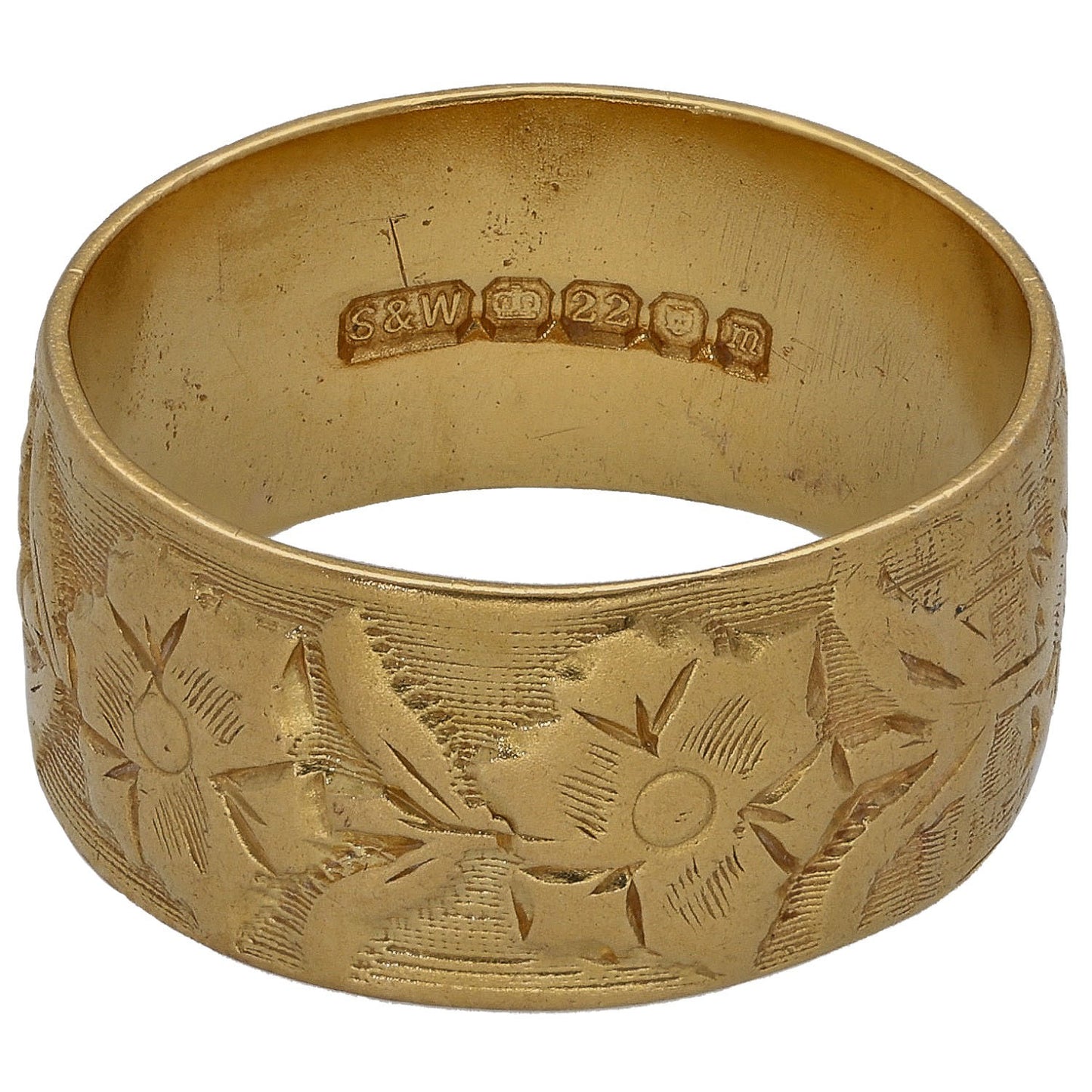 22ct Gold Patterned Wedding Ring Size O