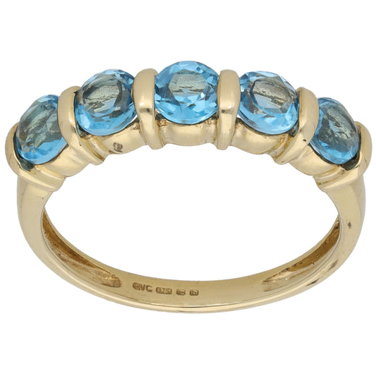 9ct Gold Topaz Half Eternity Ring Size N
