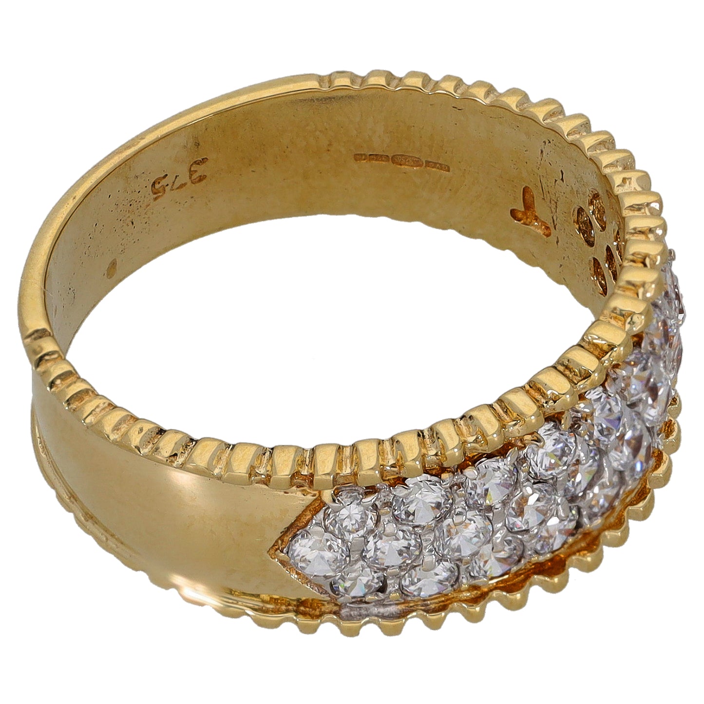 9ct Gold Cubic Zirconia Dress/Cocktail Ring Size T
