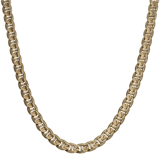 9ct gold curb chain necklace with oval links, full length