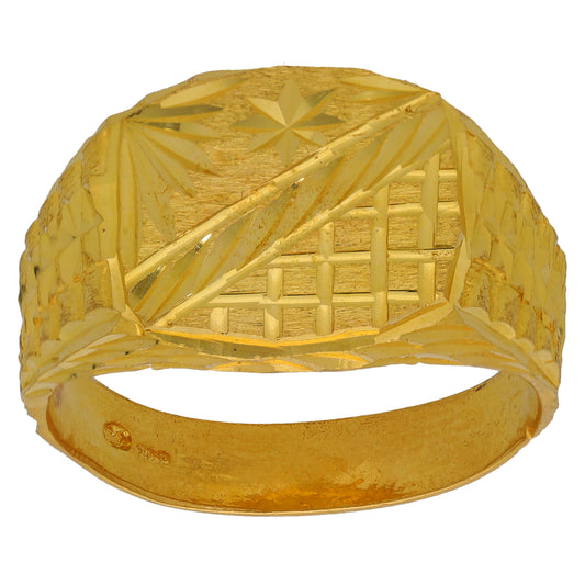 22ct Gold Patterned Signet Ring Size Y