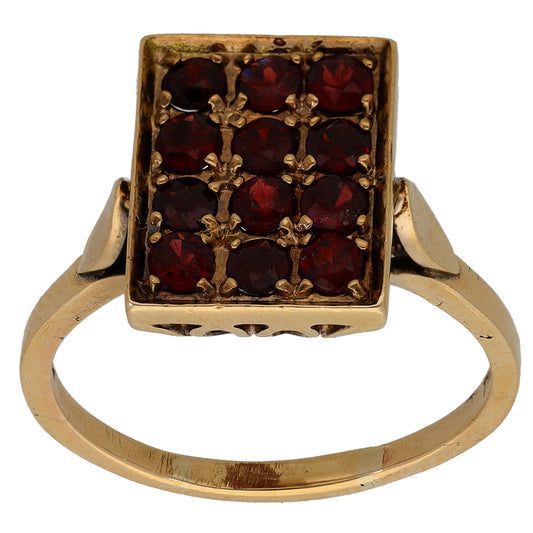9ct Gold Garnet Dress/Cocktail Ring Size T