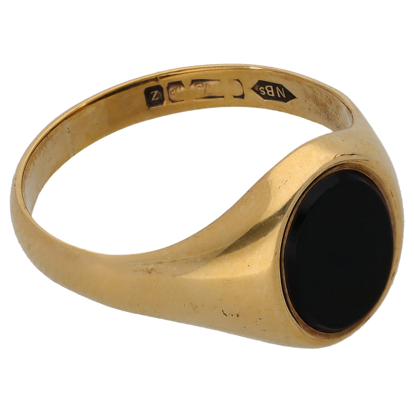 9ct Gold Onyx Single Stone Signet Ring Size S