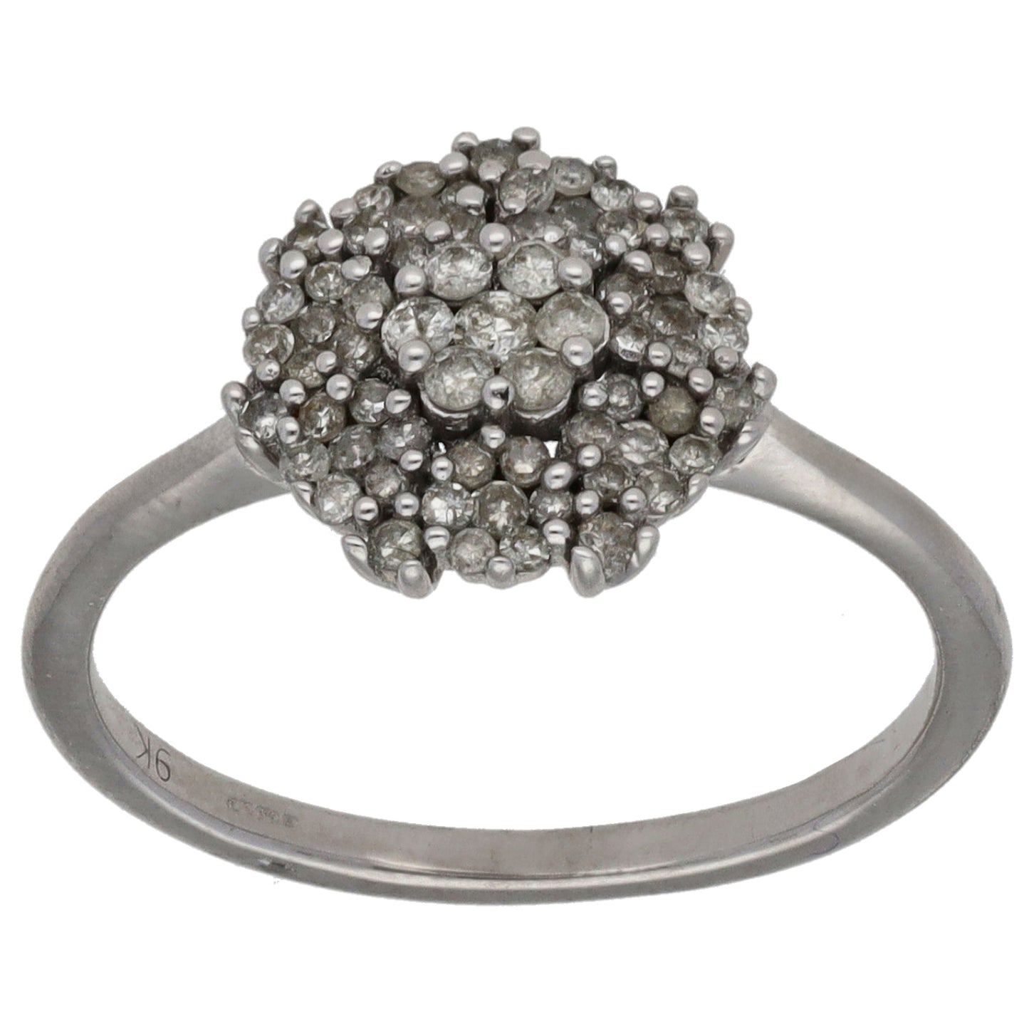 9ct White Gold 0.385ct Diamond Cluster Ring Size L