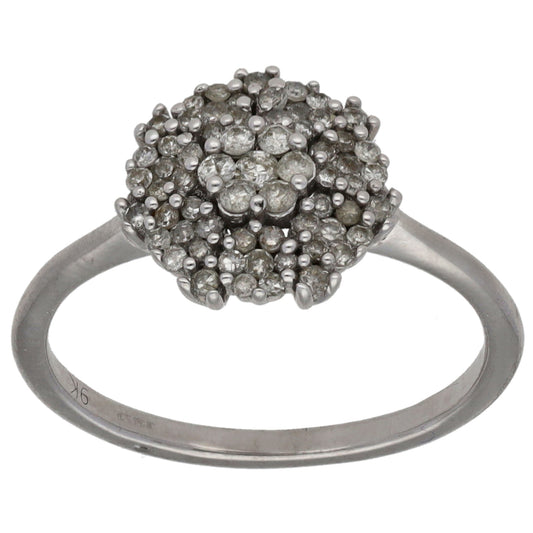 9ct White Gold 0.385ct Diamond Cluster Ring Size L