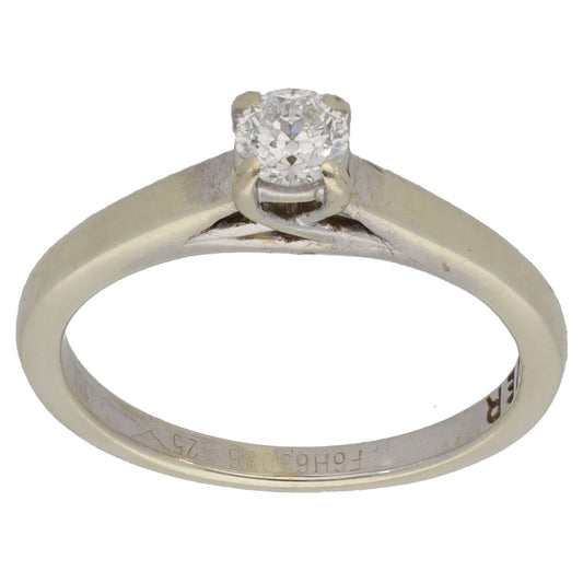 9ct White Gold 0.25ct Diamond Solitaire Ring Size M