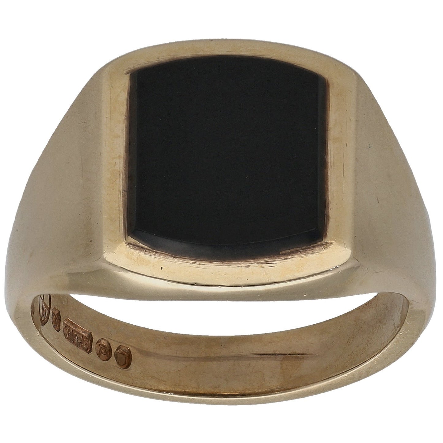 9ct Gold Onyx Single Stone Ring Size R