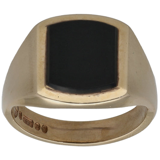 9ct Gold Onyx Single Stone Ring Size R