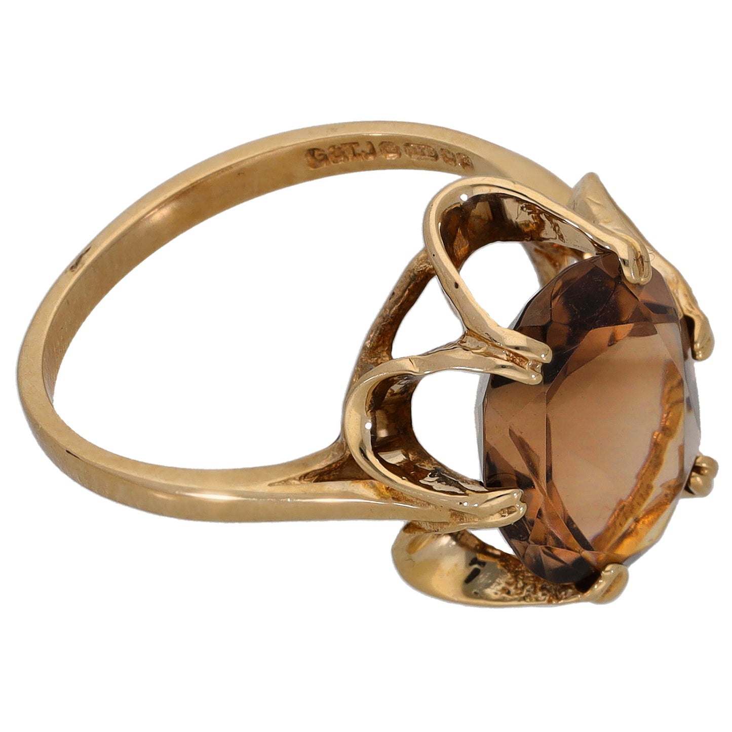 9ct Gold Smoky Quartz Single Stone Ring Size N