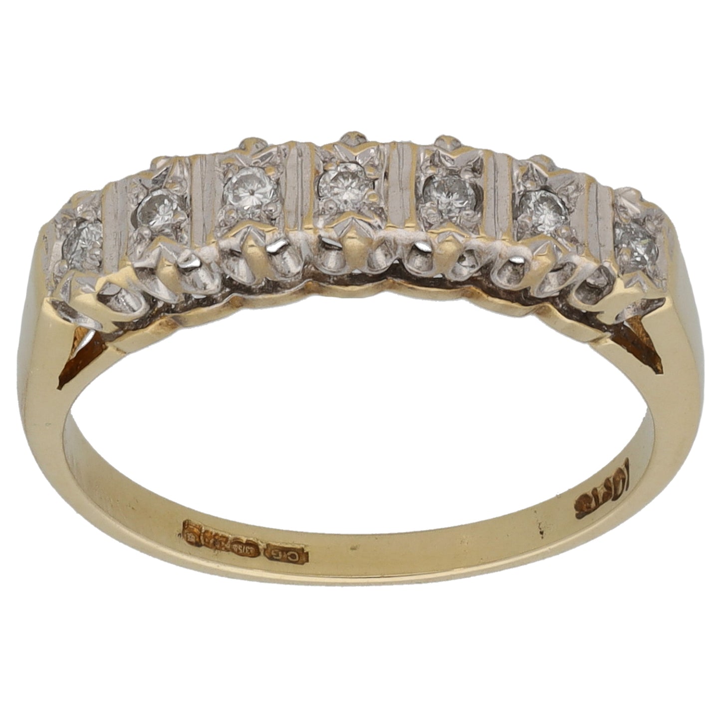9ct Bicolour Gold 0.07ct Diamond Half Eternity Ring Size L
