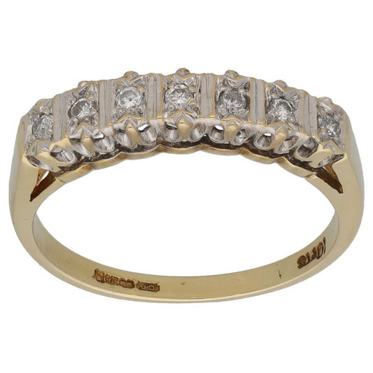 9ct Bicolour Gold 0.07ct Diamond Half Eternity Ring Size L