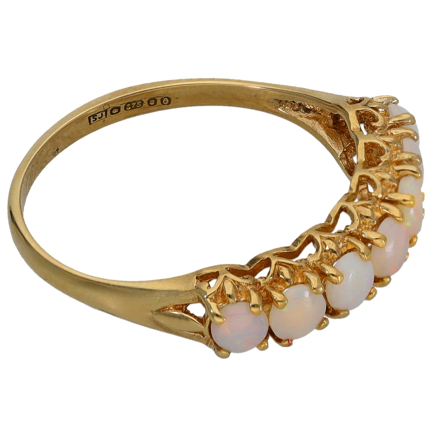 9ct Gold Opal Half Eternity Ring Size N