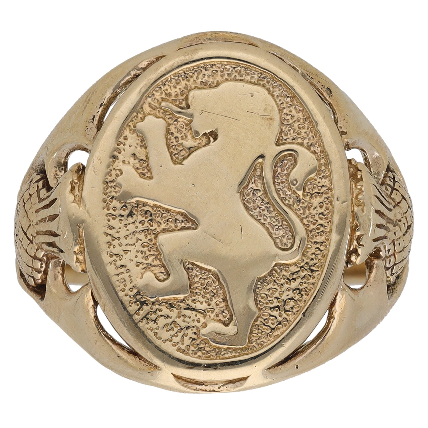 9ct Gold Crest/Emblem Signet Ring Size T