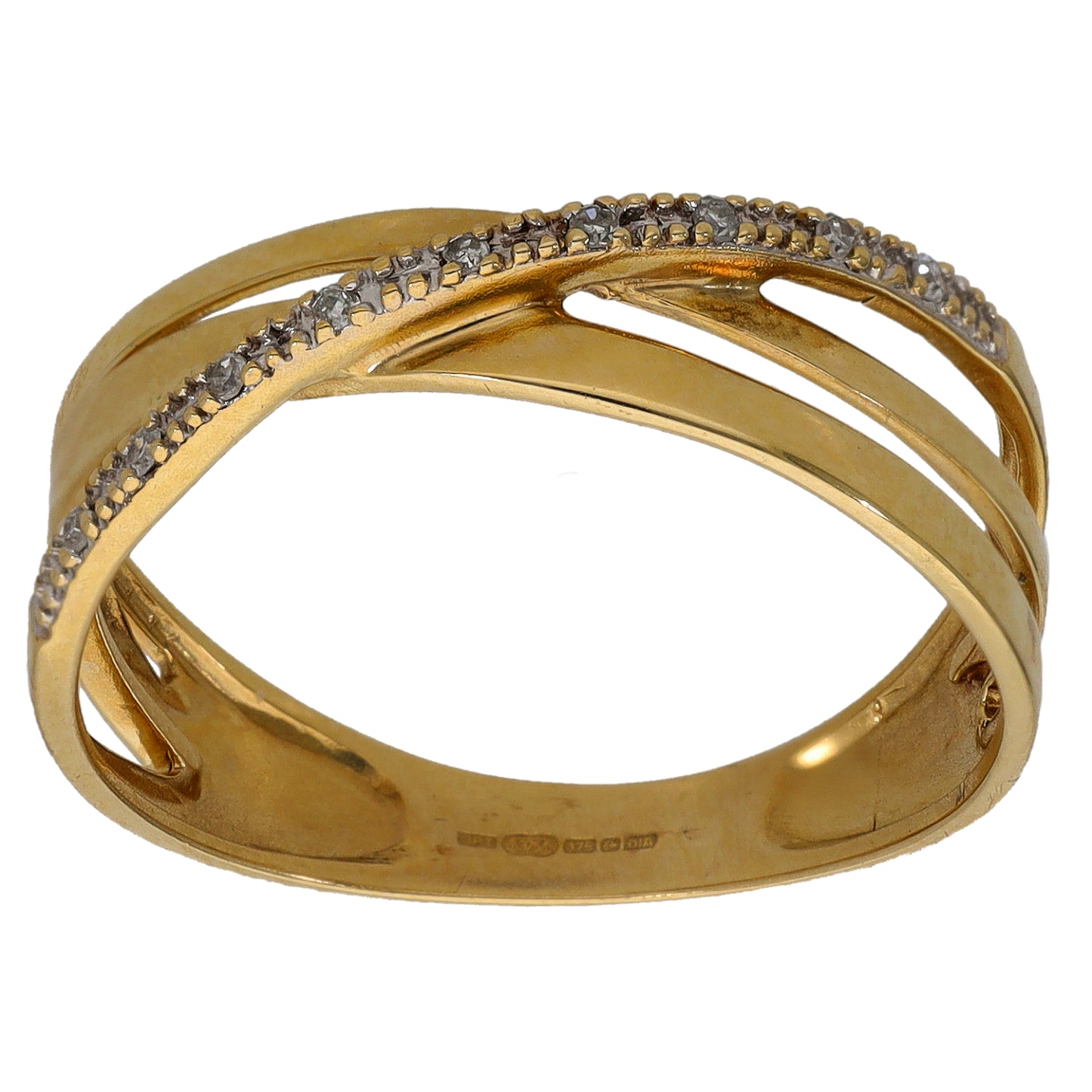 9ct Gold 0.045ct Diamond Half Eternity Ring Size O