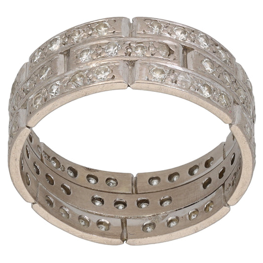 18ct White Gold 0.72ct Diamond Patterned Wedding Ring Size L