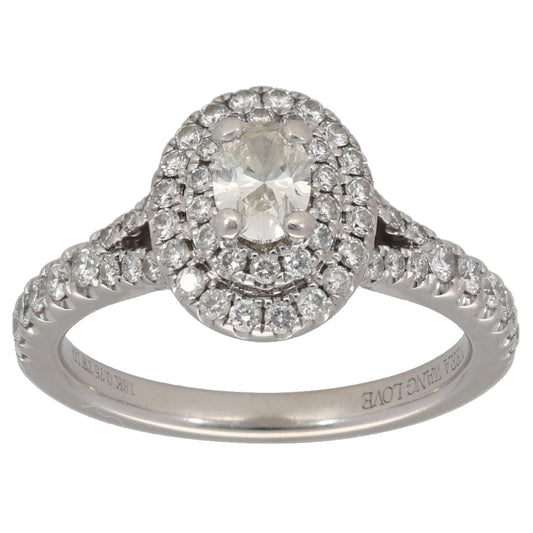 18ct White Gold 0.75ct Diamond Vera Wang Halo Ring Size K