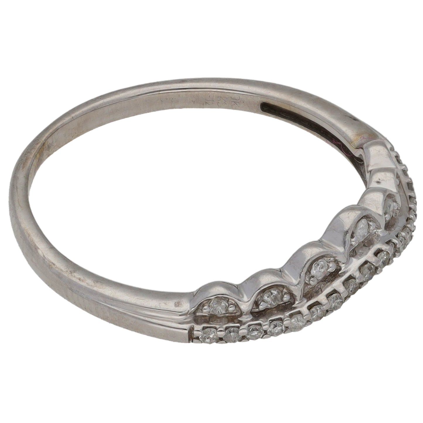 9ct White Gold 0.13ct Diamond Wishbone Ring Size N 1/2