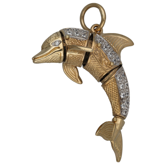 9ct Gold Cubic Zirconia Dolphin Pendant