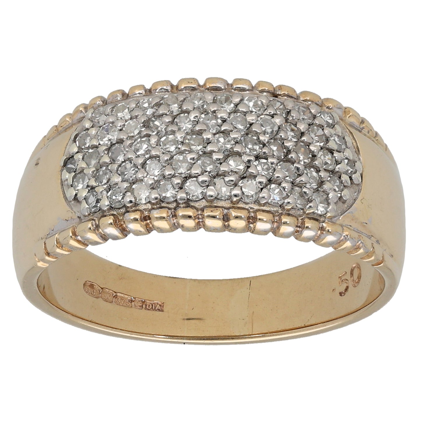 9ct Gold 0.54ct Diamond Dress/Cocktail Ring Size R