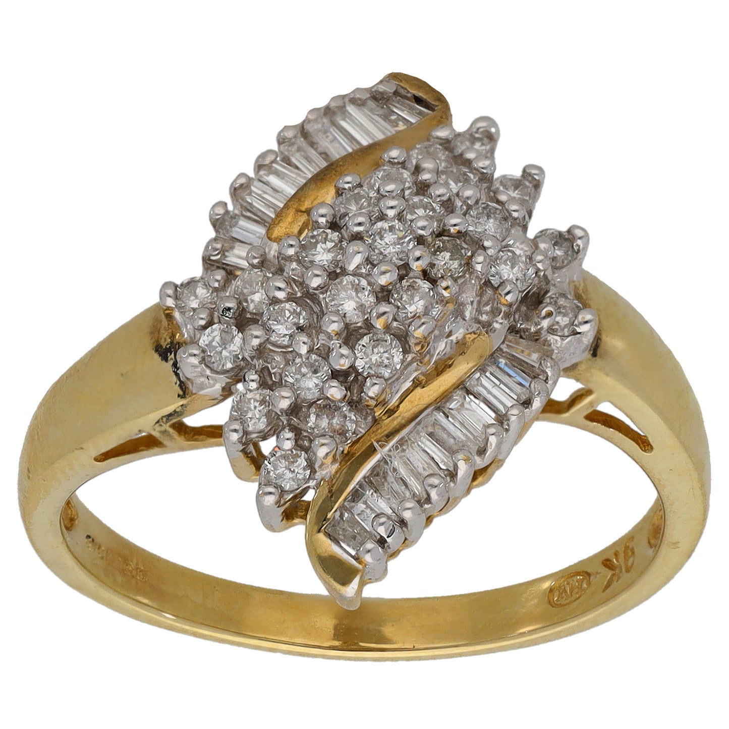 9ct Gold 0.43ct Diamond Dress/Cocktail Ring Size Q