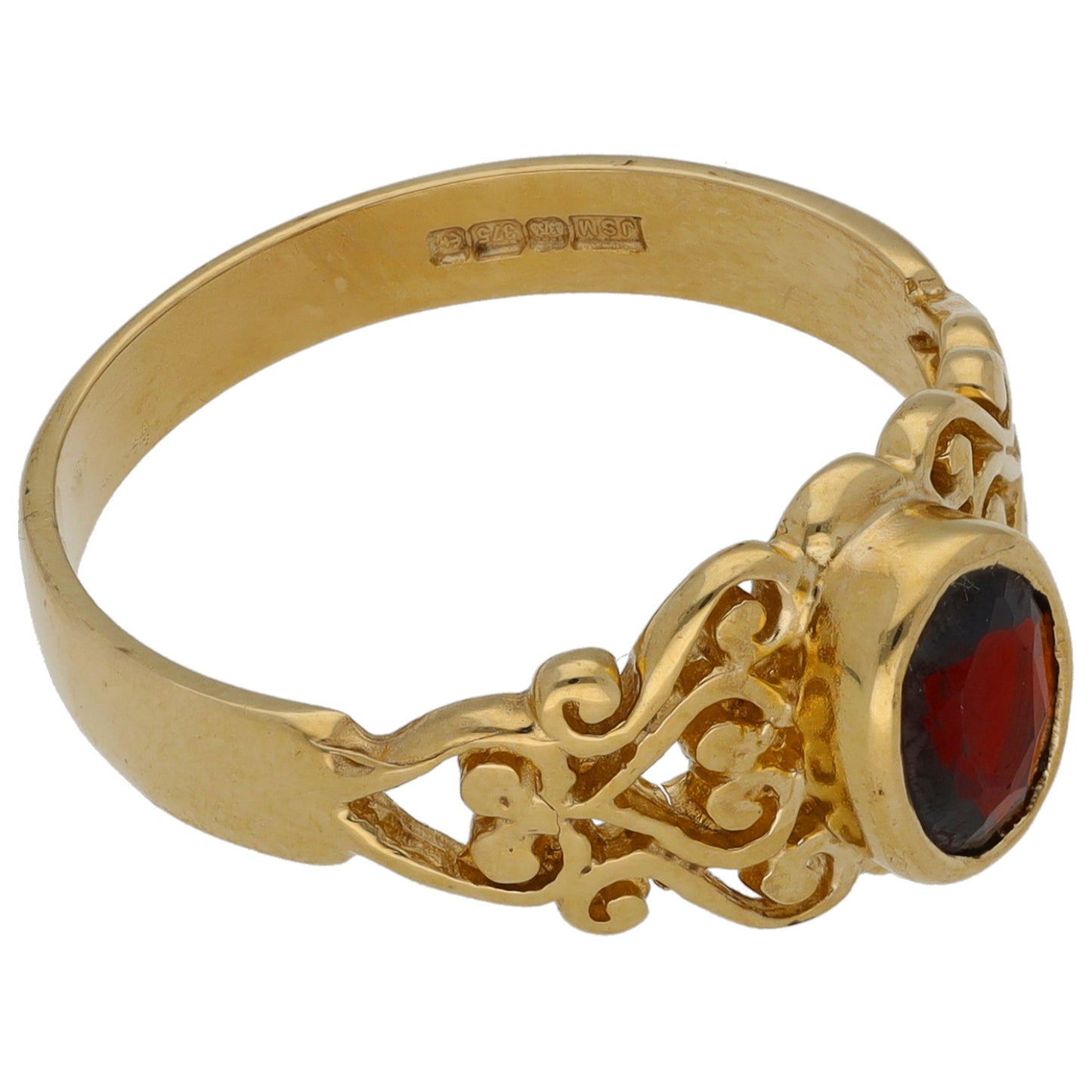 9ct Gold Garnet Single Stone Ring Size P
