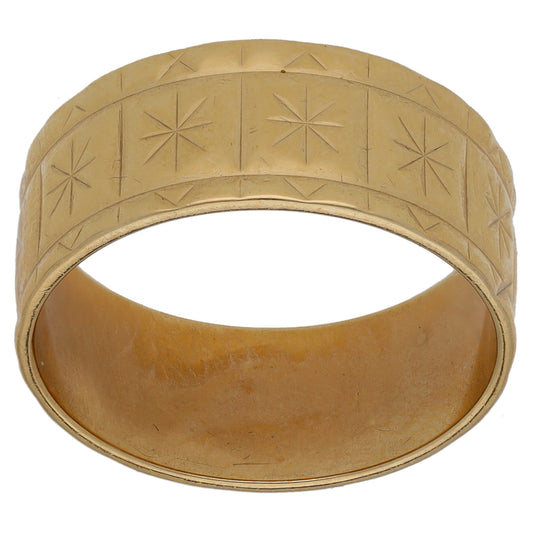 9ct Gold Patterned Wedding Ring Size P