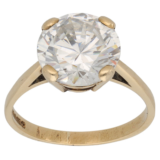 9ct Gold Cubic Zirconia Single Stone Ring Size Q