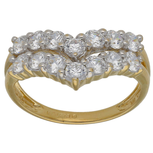14ct Gold Cubic Zirconia Wishbone Ring Size K