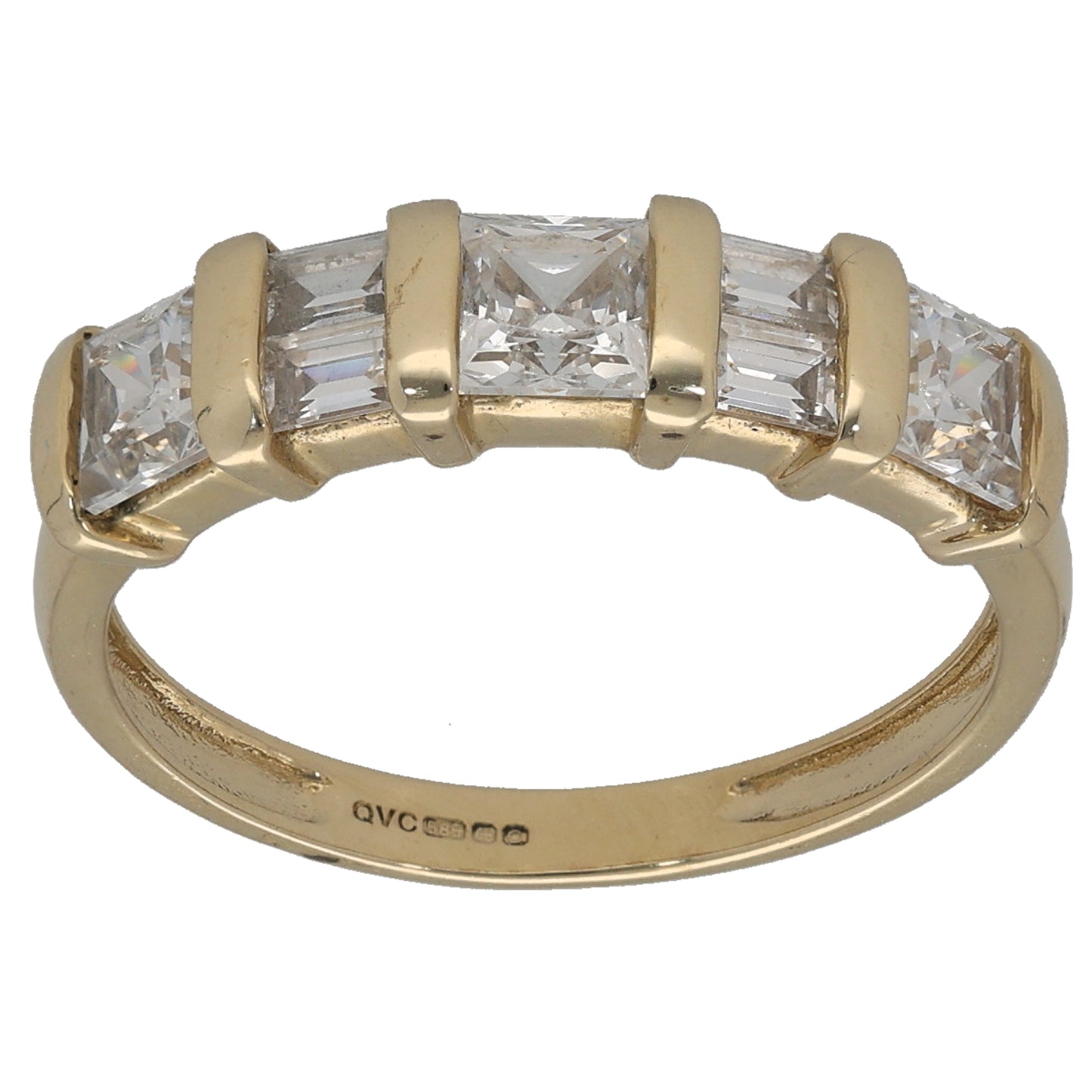 14ct Gold Cubic Zirconia Half Eternity Ring Size O