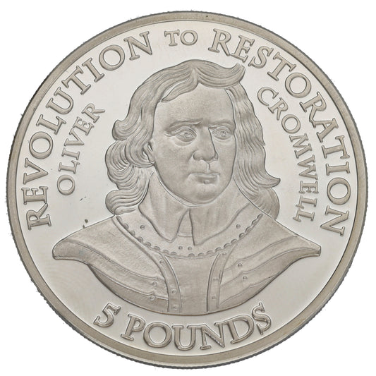 Sterling Silver Revolution To Restoration Oliver Cromwell 5 Pounds Coin 2010
