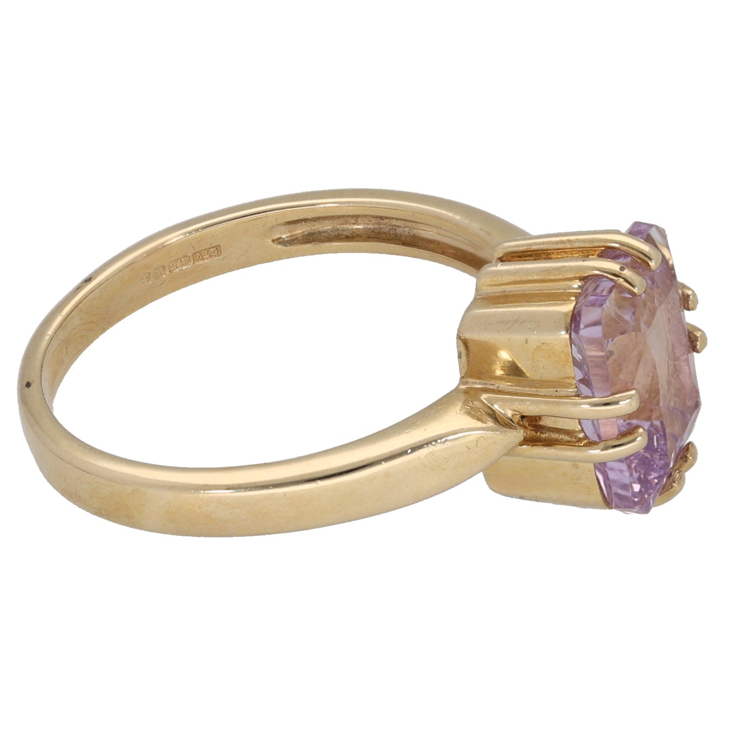 9ct Gold Amethyst Single Stone Ring Size N