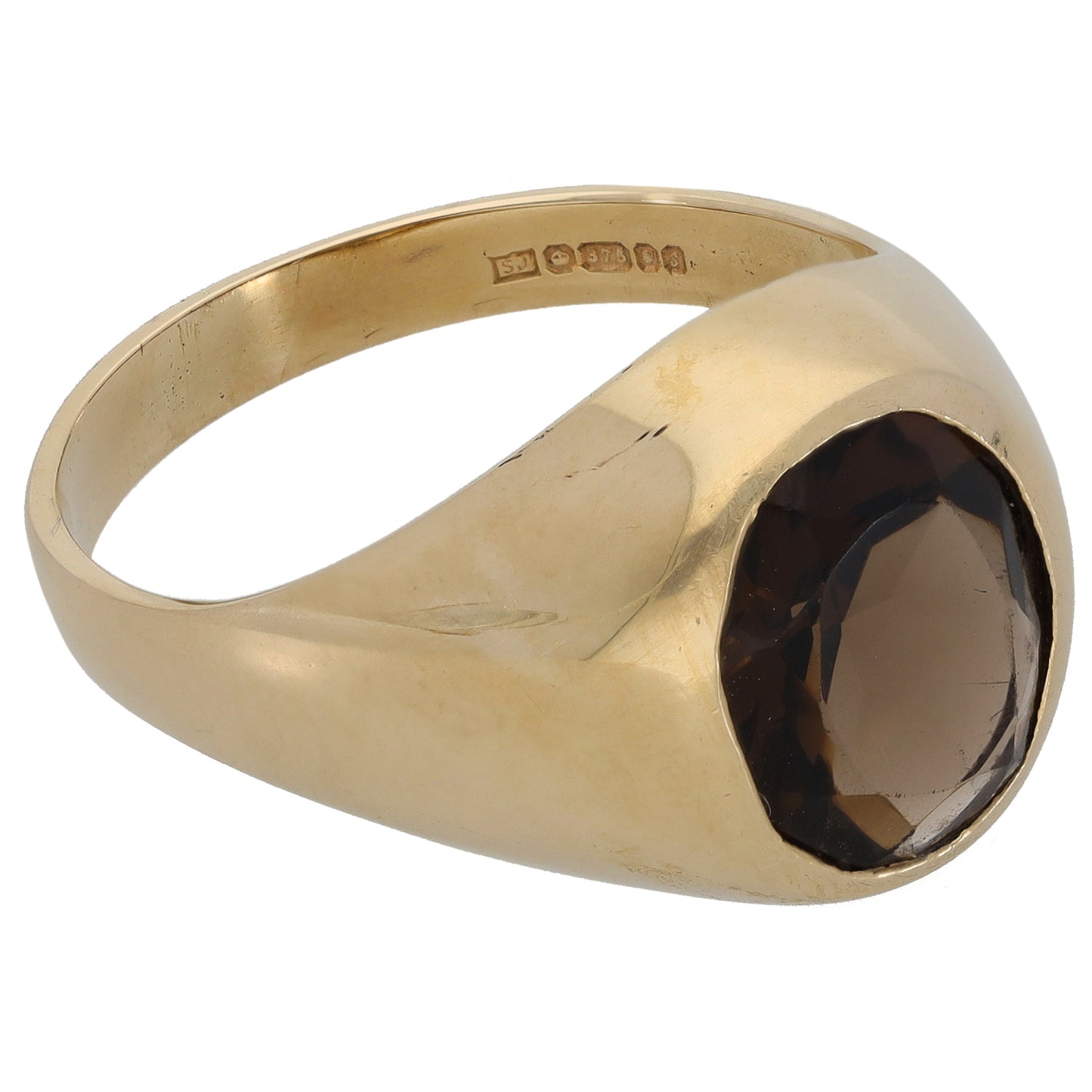 9ct Gold Smoky Quartz Single Stone Ring Size W