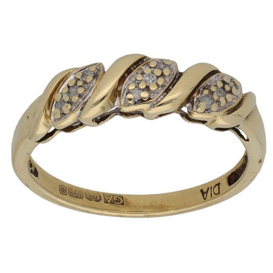 9ct Gold 0.045ct Diamond Dress/Cocktail Ring Size K