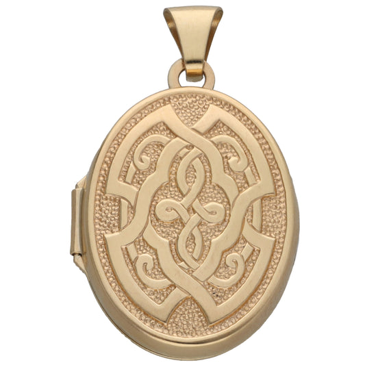 9ct Gold Patterned Locket Pendant