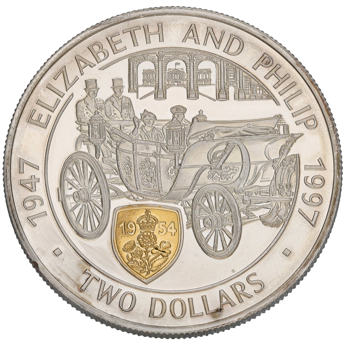 Sterling Silver Elizabeth & Phillip 50th Wedding Anniversary Two Dollars Coin 1997